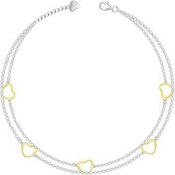 giva 925 Silver 18k Gold Plated Rose Gold Zircon Studded Black Bead Anklet | Gifts for Women & Girls-picture-38