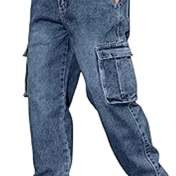 urban pockets Jeans for Men || Men's Jeans Denim (Blue-Cargo-Jeans-U23-24)-picture-13