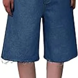 aahwan Solid Denim Cropped Long Loose Straight Leg Low Waisted Mid Length Jeans for Women's & Girl's-picture-17