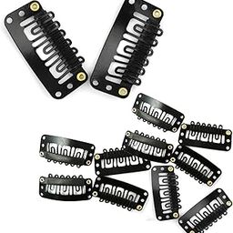 TEMPERIA Hair Extension Clips For Women & Men (12 Pcs) - Hair Patch Clip - Hair Attached Snap Wig Clips (Black) (3.4 cm)-picture-3
