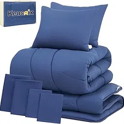 Keusnix Futon Set, Double Comforter Set, 9-Piece Bedding Set, SEK Certified, Bacteria Resistant, Odor Resistant, All Seasons, Comforter Set, Washable, Filling 4.4 lbs (2.0 kg), 5-Layer Futon, Pillows,-image-31