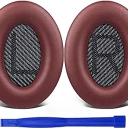 SoloWIT Replacement Earpads Cushions for Bose QuietComfort 35 (QC35) & Quiet Comfort 35 II (QC35 ii) Headphones, Ear Pads with Softer Leather, Noise Isolation Foam, Added Thickness (Burgundy)-picture-56
