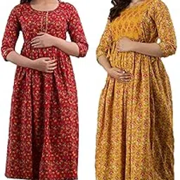 mangla kurti Women Cotton Knee Length Maternity Nighties & Nightdresses-picture-43