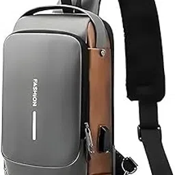 Waterproof Bag Polyester Slim Unisex Sling body Bag with USB Port & Security Lock Perfect for Travel, Bike_BS42-image-0