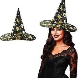 Wanna Party Halloween Witch Hat for Women Wizard Hat with Pumpkin Bats & Witch Cosplay Costume Accessory for Party-image-67