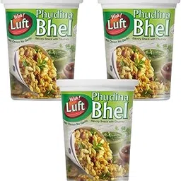 Wah Luft Instant and Delicious Phudina Bhel Puri Cup (Jain), Namkeen, Snacks, Ready to Eat, Chutney Inside, Chaat Special- 100g (Pack of 3)-picture-25
