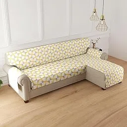 HOKIPO 'VivaCasa Series' Reversible Quilted Sofa Cover for L Shape 5 Seater Fully Covered with SecureFit Belt, Windmill Cyber Yellow (IN-869-D2)-picture-20