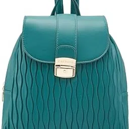 caprese Shelbee Fashion Backpack Dark Green Trendy Quilted Backpack with Buckle Lock and top/Back Zip, Perfect for Travel, College and Daily use image 1