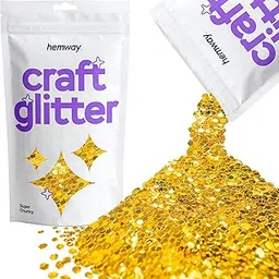 Hemway Craft Glitter - Super Chunky 1/8" 0.125" (3mm) - Glitter for Arts Crafts Tumblers Schools Paper Glass Decorations DIY Projects - 100g - Gold-picture-21