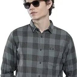 the indian garage co Men Regular Fit Checkered Full Sleeves Spread Collar Casual Shirt-picture-18