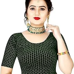 scube designs Velvet Stretchable Fit & Comfhy Round Neck Half Sleeve Readymade Saree Blouse Stylish Crop Top Choli for Girls & Women-picture-70