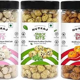 Nutraj Makhana Roasted Flavored 210g Combo Peri Peri, Himalayan Pink Salt and Pudina Chatka (Each 70g)-picture-22