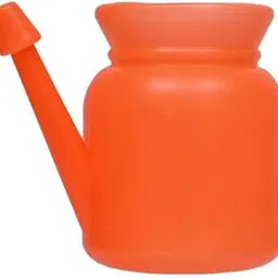 Ronofic Acupressure Plastic Jal Neti Lota for Health and Yoga Use Made of virgin plastic with Neti Salt Sachets | Reusable Plastic Neti Pot for Nasal Cleansing -Orange-picture-13