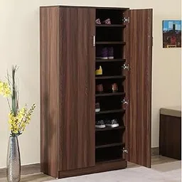 MAMTA DECORATION Engineered Wood Shoe Cabinet of 2 Door with 9 Shelves Storage for Home Multistorage Storage Shoe Rack for Living Room Home (Walnut Finish)-picture-29