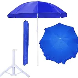 OUTO Outdoor Garden Umbrella with Stand Holder Big Size Waterproof Heavy Duty Cloth Balcony Shedding Cantilever Patio Canopy for Rain & Sunshade Protection (6ft Height/36in Rib Arm Length, Blue)-image-13