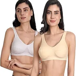 aimly Women's Cotton Non-Padded Non-Wired Ful Coverage Sports Bra Pack of 2-picture-29