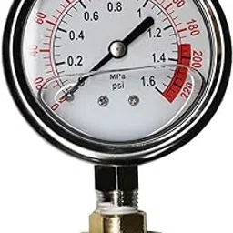 YZM Stainless Steel 304 Single Scale Liquid Filled Pressure Gauge with Brass Internals, 2-1/2" Dial Display, Bottom Mount,Oil Filled Pressure Gauge,Water Pressure Gauge. (Stainless Steel)-picture-48