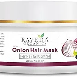 RAVEDA ORGANICS Onion Hair Mask For Hair Fall Control | All Hair Types (200 ml)-picture-19