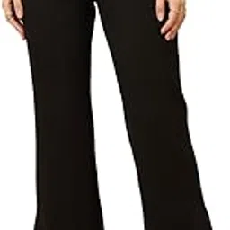 le bourgeois Women's High-Waisted Flared Trousers, Ankle Slit Design-picture-29