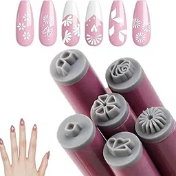 Brille Bee Nail Art stamp pen with Floral Pattern Stamps, Decal Charm Stamps, DIY Manicure Tools for Women and Girls. (6pc)-image-0