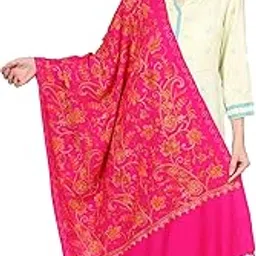 weavers villa Women's Kashmiri Aari Embroided Floral Cashmilon Stoles, Shawls, Wraps (SIZE: 30" X 80")-picture-39