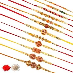 kaameri bazaar Rakhi Multicolor Combo of 12 Dora Rakhi Set for Men with Roli Chawal Best Wishes - Raksha Bandhan rakhi for brother-picture-11