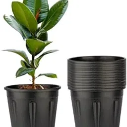 Tim Tim Agro 8 Inch Nursery Pots, 15 Packs Variety Plastic Pots with Drainage Hole, Plant Containers for Seedlings, Succulents, Transplanting (8 Inch, Black-Round) (Black - Round)-picture-16