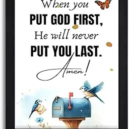 Interio Crafts "Put God First. Bible Verse Christian Decor Jesus Christ Wall Framed Poster- Synthetic Wood, 13X10 Inches-picture-29