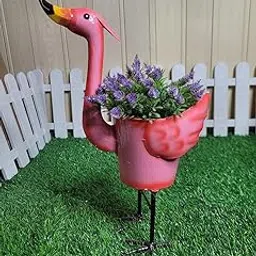 Wonderland Pink Flamingo with Pot Planter (Metal) #01-image-5