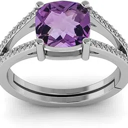 lmdprajapatis 11.25 Ratti 10.50 Carat Original Amethyst (Katela) 8 mm Gemstone Silver Adjustable Ring For Girl And Women-picture-38