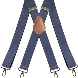 mippo Men's X Shaped Adjustable Suspenders with 4 Metal Clips Elastic Strap Braces-picture-14