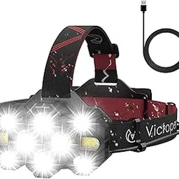 Victoper Headlamp Rechargeable, 22000 Lumens Super Bright 10 LED Head Lamp, 8+2 Mode Head Light with Red Light for Adult, Waterproof Head Flashlight for Outdoor Running, Hunting, Camping, Red&Black-picture-21