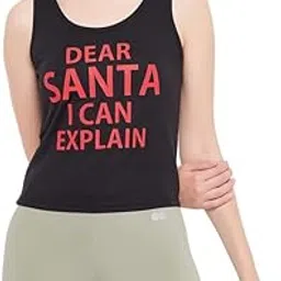 clovia Women's Polyester Relaxed Fit Text Print Active Tank Top in image 1
