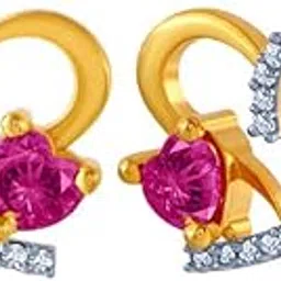 p.c. chandra jewellers 14k (585) Yellow Gold and American Diamond Stud Earrings for Women-picture-34
