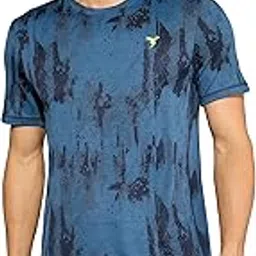 TECHNOSPORT Men Polyester Slim Fit Printed Crew Neck Half Sleeve T-Shirt for Sports, Gym & Running-picture-29