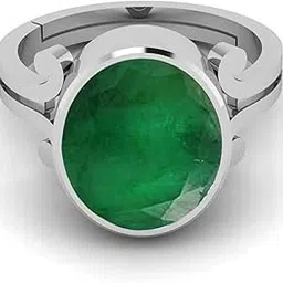 Natural Emerald STONE RING 9.50 Carat Certified Green Natural Emerald Loose Gemstone Panna RING SILVER Plated for Men and Women-image-43