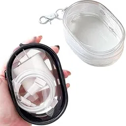 GadgetBite Travel Cable Organizer – Clear Compact Storage Bag for Chargers, Earphones & Data Cables – Portable Transparent Management Solution (Black & White)-picture-30