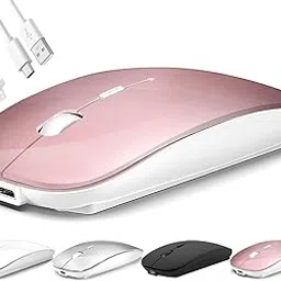 Wireless Mouse for Laptop, Bluetooth Mouse Rechargeale Three Mode(Bluetooth 5.2+ USB-A & USB-C Receiver)-Compatible with TypeC & USB Port Devices/Macbook Pro/Air/Mac/iPad/Chromebook/Computer,RoseGold-picture-10