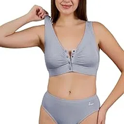 zelena Ruched Maternity Bra for Women Feeding | Modal Fabric Front Open Bra for Breastfeeding | Non Padded Nursing Bras | Maternity Bras After Delivery image 1