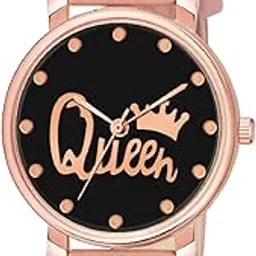 Analogue Black Queen Dial Stylish Premium Leather Strap Watch for Girls and Women(Pink)-image-3