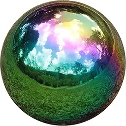 Kesywale Rainbow Gazing Globe Mirror Balls for Garden Home Stainless Steel Shiny Hollow Sphere Sparkling Outdoor Ornament (4 Inch)-picture-25
