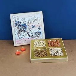 SFU E Com Dry Fruit Gift Box | Assorted Dryfruits Gift Hamper Pack with Almonds, Pistachio, Cashew Nuts, Raisins & 2 Pieces Red Candle | Premium Gifting Collection For Diwali, New Year | 085-picture-17