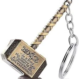 kc products New Metal Avenger Thor's Hammer 3D Spinner Keychain Keyring in Gold For Bikes, Cars, Wardrobe, Home-picture-36
