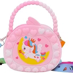 syga Girls Cute Unicorn Silicone for Girls Pop It Cartoon Handbag with Adjustable Strap-picture-44