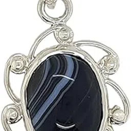 sahiba gems Silver/Chandi 9 Carat Natural Sulemani Hakik (Agate) Gemstone Pendant (Locket) Men & Boys-picture-64