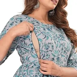 vaidiki 100% Cotton Maternity Feeding Top for Women | Nursing Short Kurtis with Zip | Pregnancy Long Tunics for Jeans | Maternity Nursing Clothes for Easy Breast Feeding | Pregnancy Clothing.-picture-29