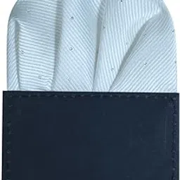 krawatte Men’s Micro Polyester Readymade Pocket Square (White-Silver Dot) (RPS-11)-picture-19