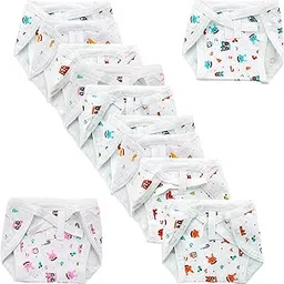 DON CARE Cotton Nappies for Newborn Baby 0-6 Months Soft Washable Reusable U-Shaped Langots Cloth Diapers for Babies Unisex Pack of 10-picture-11