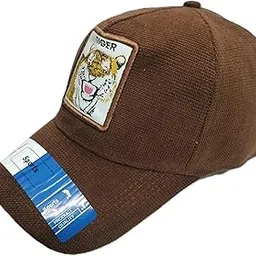 Tiger Patch Baseball Cap, Brown Cotton Blend Mesh, Adjustable Strap, Casual Wear, Classic Style, Breathable Unisex Hat with Embroidered Design-picture-23