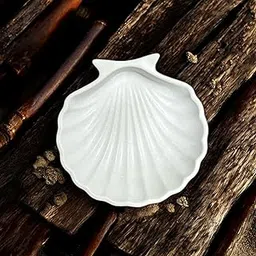 nandini homeware Hand Crafted White Concrete Trinket Bowls; Use as Multipurpose Organiser and Home Decor (Shell Shape)-picture-10